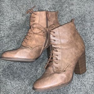 Brown lace up booties